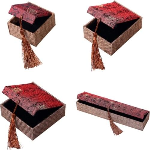 Chinese Vintage Jeelry Box Fashion Jewelry Gift Fringe Tassel Wooden Box Ring Necklace Ear Stud Wedding Boxes