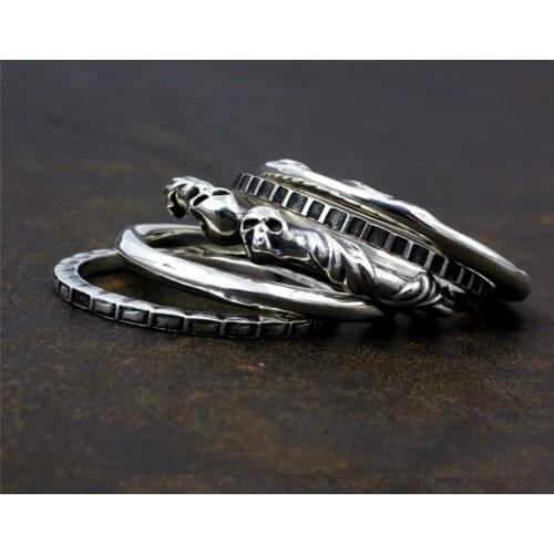 925 Sterling Silver Handmade skull 5 in 1 Ring Mens Women lovers' Biker Punk Ring Jewelry A5327