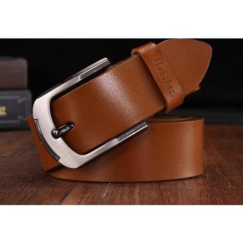 FURONG 2019 New Luxury Brand Leather Belt Men Waist Belt Luxury Cowskin Vintage Belt Men Accessories Casual Solid White Brown