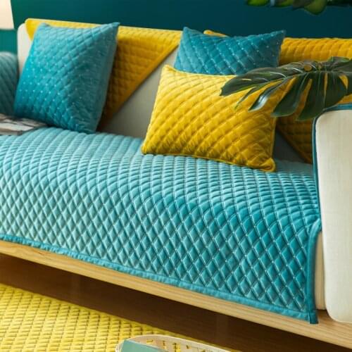 Soft Velvet Sofa Cover Solid Color Sofa Slipcover For Living Room Decor Home Sectional Corner Sofa Towel Couch Cover One Piece