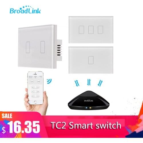 Broadlink TC2 1/2/3Gang 433MHZ Connection Wall Touch Panel Light Switch Remote Control US Standard For Smart Home System 2019New