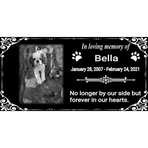 Natural Granite Personalized Pet Memorial Stone, Creative Cat Dog Paws Print Pets Tombstone, 30X15CM