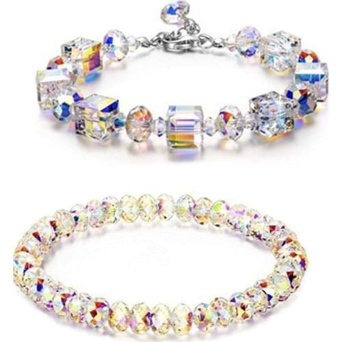 2019 New Hot Sale Fashion Women Party Geometric Faux Crystal Beads Bracelet Adjustable Bangle Gift for Women