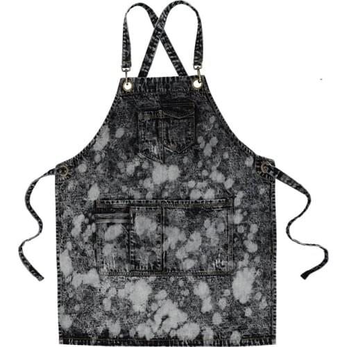 Customized personalized fashion denim apron kitchen stain resistant t restaurant coffee milk tea shop creative work clothes