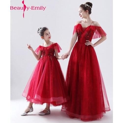 New Arrival Elegant Red Evening Dresses Charming V-Neck Sleeveless Tulle Formal Evening Gown Party Dress with Appliques Vestidos