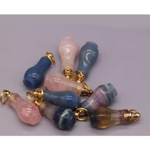 New Style Hot Sale Natural Stone Perfume Bottle Pendant Vase-Shaped Semi-Precious For Jewelry Making DIY Necklace Accessory