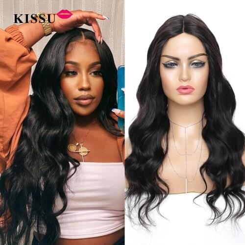 KISSU 30 Inch Body Wave 13X4X1 Lace Front Wig Brazilian Human Hair Wigs For Women Pre plucked Body Wave Lace Frontal Wig