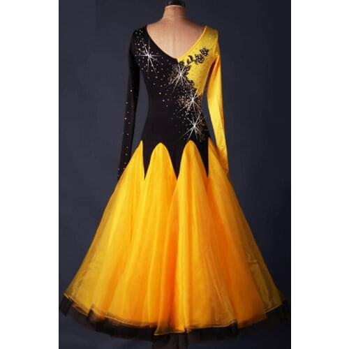 Ballroom Dance Competition Dresses Women Rhinestone Dress Dance 2019 Waltz Dress Big Hem Skirt Tango Ballroom Dress VDB606