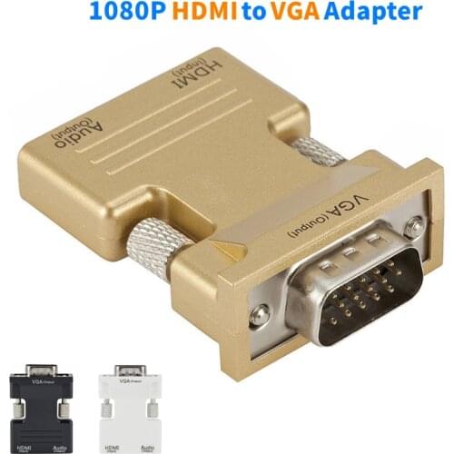 HD 1080P Signal Output Converter with Audio Adapter Support HDMI-compatible Female To VGA Male Convertor with Audio Cables
