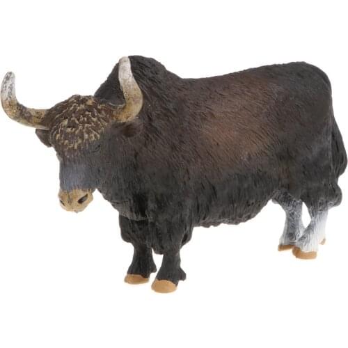 Realistic Black Bos grunniens Wild Animal Model Action Figure for Kids and Toddlers, Educational Toy, Birthday Presents