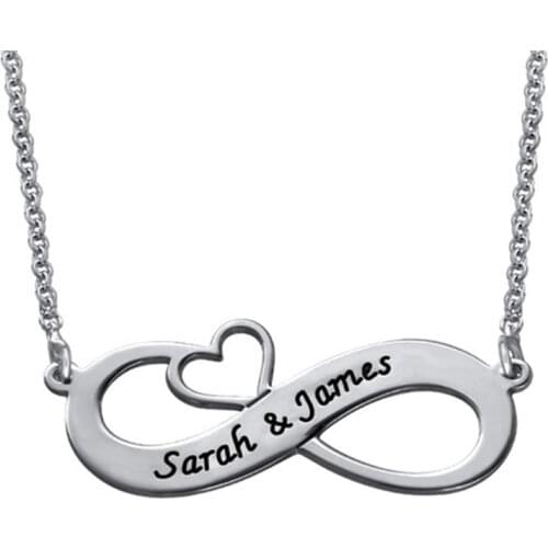 AIYANISHI 925 Silver Personalized Name Necklaces Handmade Heart Infinity Name Necklaces Child Women Birthday Gifts Lover Jewelry
