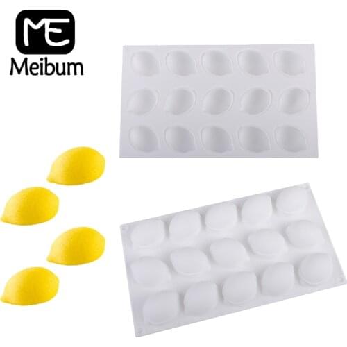 Meibum 15 Cavity Lemon Shape Silicone Mousse Cake Mold French Dessert Fruit Jelly Chocolate Cupcake Decorating Mould Baking Tool