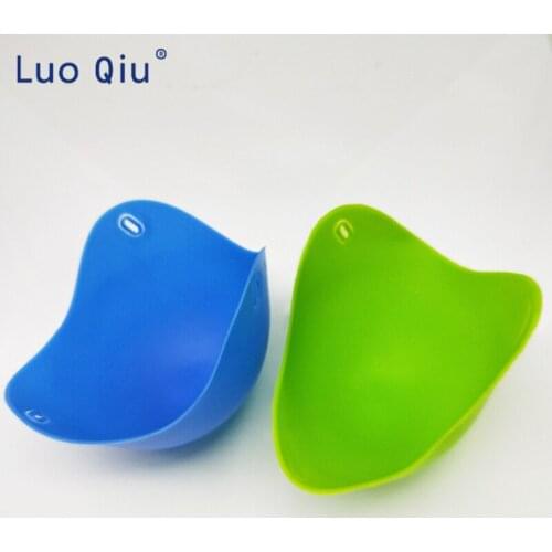 Pancake maker Silicone Egg Poach Pods Kitchen Cookware Poached Baking Cup Gadget Egg Mold Boiler Cup 2 pcs/Lot Blue and Green