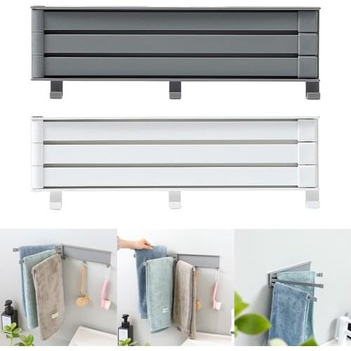 Bathroom Towel Rack Rotating Towel Holder Wall Mounted Towel Hanger Swivel Rack Bathroom Shelf Rail Furniture Sticking Rack