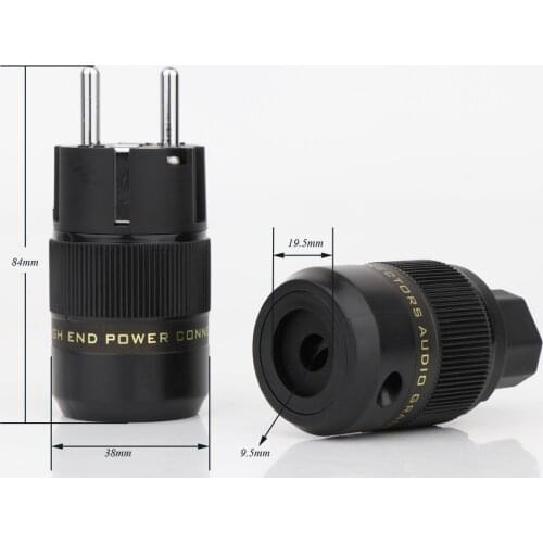 Hight Quality Rhodium Plated EUR Schuko EU Power Plug & IEC Connector plug HIFI EU power cable adapter