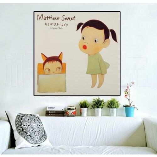 Japanese Painter Nara Yoshitomo Cartoon Oil Painting Hand Made On Canvas Graffiti Art Oil Painting For Kids Wall Decoration