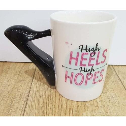 New 1Pcs Black or Red Ladies Mug High Heels Stiletto Shoe Mug High Heels High Hopes Coffee Mug Gift for Fashionista Addict Mugs