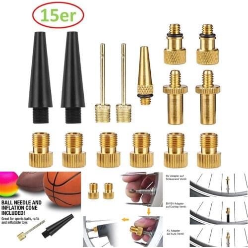 15pcs/Set Bicycle Valve SV AV DV Adapter Bicycle Valve Adapter Sealing Ring Bike Pump Adapter Bicycle Tire Pump Adapte