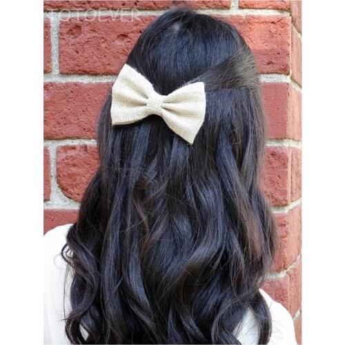 2pcs/lot Jute Burlap Hessian Hair Bowknot Bows Hair Clip Accessories Craft Rustic Wedding Decoration Supplier Craft DIY