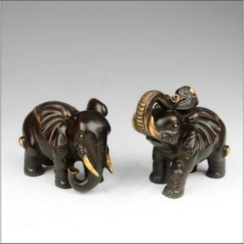 2pcs/pair Pure copper elephant ornaments Home Fengshui Decoration Crafts Gift Bronze Ornaments