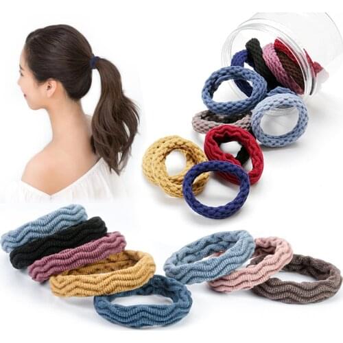 20Pcs/Lot Korean Hair Rope Female High Elastic Tie Hair Rubber Band Head Ropes Seamless Canned Towel Hair Ring Hair Accessories