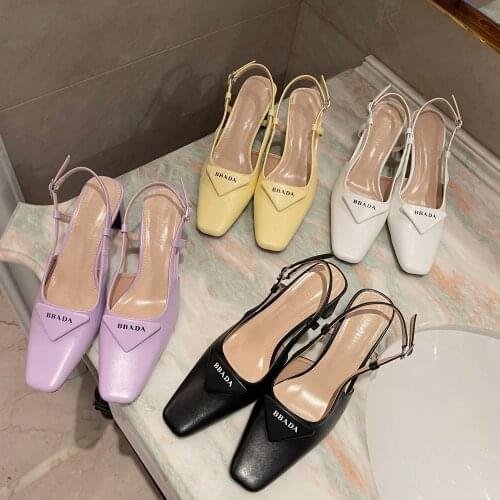 2021 Fashion Woman Pumps High Heels Shoes for Women Slingback Pump Thin Heel Mules Square Toe Heels High-heeled Sandals