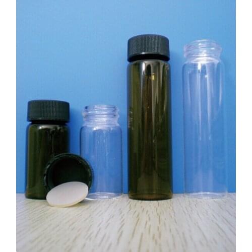 300pcs 40ML Glass Bottle With Black Plastic Cap 40CC Screw Neck Glass Vials