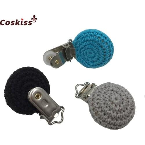 36pcs Natural Wooden Color Mixing Crochet Dummy Metal Clips Round Teether Pacifier DIY Accessories Clip Chains Teether