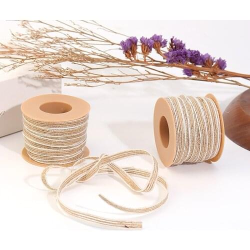 6mm Width 10M/Roll Jute Burlap Rolls Hessian Ribbon Vintage Rustic Wedding Decoration Party DIY Crafts Christmas Gift Packaging