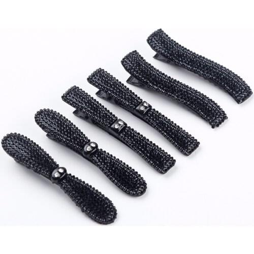 6 Pcs a lot Hair Duck Alligator Clip Barrettes Fashion Hair Pin Black Covered Girl Hair Accessory Duckbill