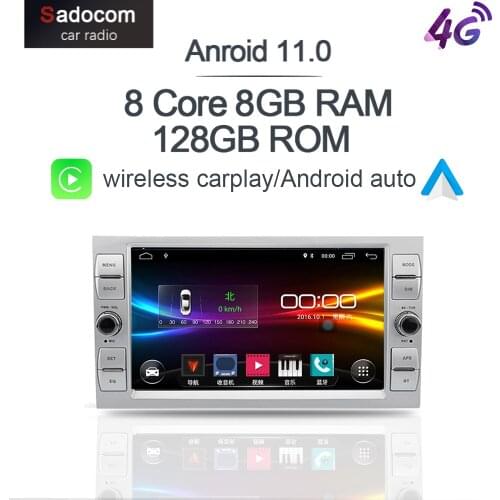 6G+128G Carplay 8inch DSP Android 10.0 Car DVD Player GPS Wifi Stereo For Ford Focus 2 Fiesta Mondeo 4 C-Max 2005-2007 Radio