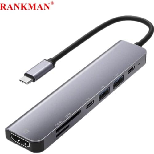 Rankman Type C to HDMI 4K VGA DVI USB C 3.0 Adapter for Macbook Surface iPad Samsung S9 Dex Huawei P30 Dock TV Projector Monitor
