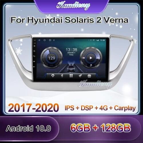 Kaudiony 9" Android 10.0 Car Radio For Hyundai Solaris 2 Verna Car DVD Multimedia Player Auto GPS Navigation Stereo 4G 2016-2020