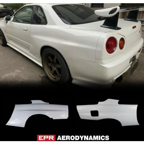 Car Accessories For Nissan Skyline R34 2Dr GTR OE Style Fiberglass Rear Fender FRP Fiber Glass Wheel Arch Flare Cover Kit