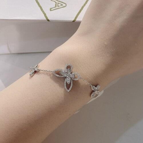 Top Quality 925 Sterling Silver Bracelet For Women Wedding Bridal Charm Bowknot Butterfly Bracelets Fine Jewelry Gift Wholesale