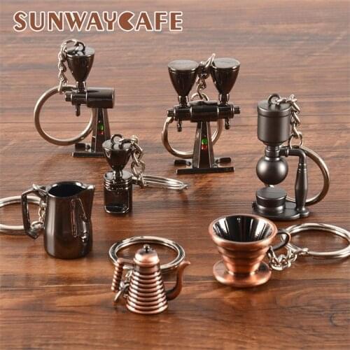 Coffeeware Espresso Accessories Gift Coffee Machine Handle Moka Pitcher Keyring Portable Creative Barista Coffee Tamper Keychain