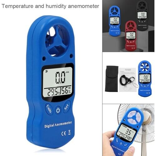 3 In 1 Digital Anemometer Handheld Wind Speed Meter with Temperature and Humidity for Measuring Wind Speed with Backlight LCD