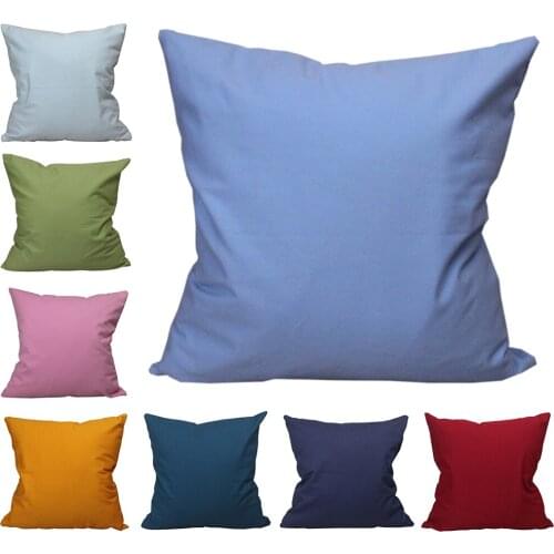 CURCYA Fashion 100% Cotton Canvas Cushion Cover Solid Colors Throw Pillow Case Living Room Sofa Decorative Sofa Pillow Covers