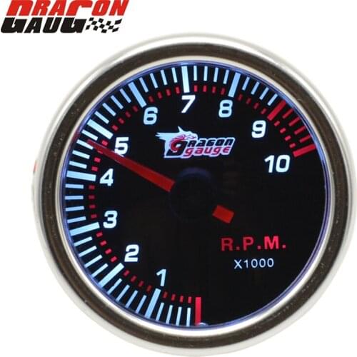 Dragon gauge 52mm pointer white backlight Car modification 4.6.8 Cylinder tachometer gauge Meter Free Shipping