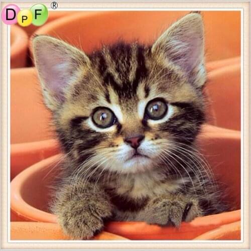 DPF DIY 5D diamond painting cute kitty diamond mosaic square home decor diamond embroidery cross stitch needlework crafts gift