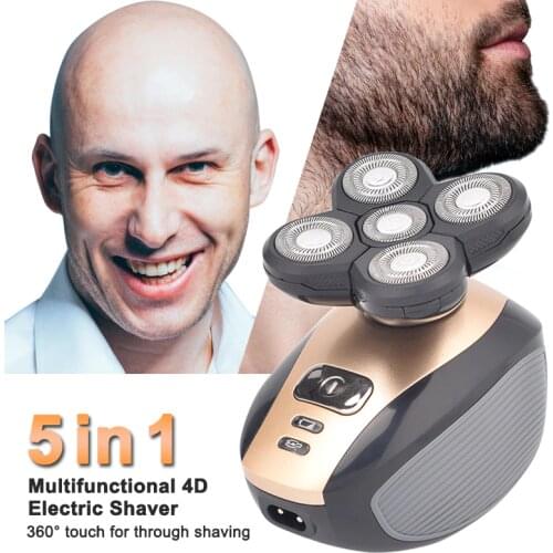 5 in14D Electric Razor for Bald Men Wet & Dry Electric Shaver Waterproof Rotary Shavers Rechargeable Electric Man Shaver Razor