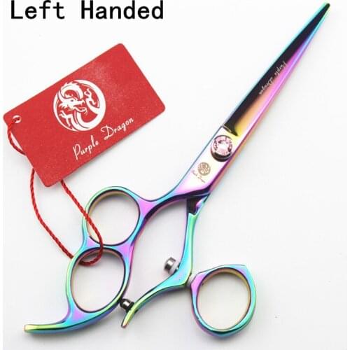 Purple Dragon 6 inch Left Hand Professional Barber Swivel Scissors Hairdressing Flying Scissors Salon Equipment Hair Makas