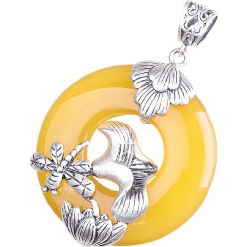 KJJEAXCMY Fine Jewelry S925 sterling silver jewelry Thai silver ladies chalcedony pendant autumn and winter sweater accessories