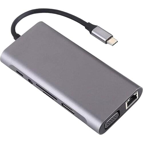 USB C Hub 11-In-1 Type C Adapter with 4K HDMI+PD Charging USB 3.0 SD/TF o Ports for Laptop Docking Station