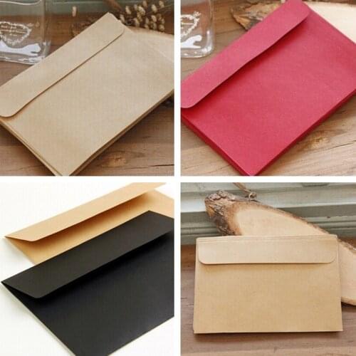 10pcs Red Kraft Black Envelope Blank Stationery Multifunction Gift Card Invitation Envelope for Office School Stationery 16x11cm
