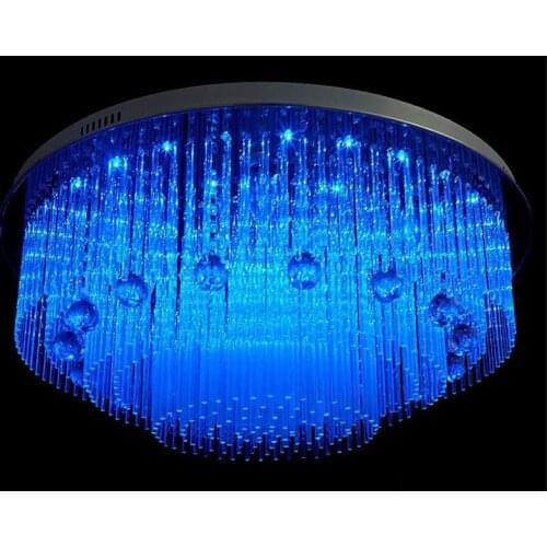 Round Simple Crystal Lamp Ceiling Lamp LED Discoloration Living Room Lamp Bedroom Glass Lamp