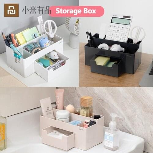 Youpin Multifunction Desk Organizer With Drawer Makeup Storage Office Desktop Pen Holder Stationery Storage Box ABS Material New