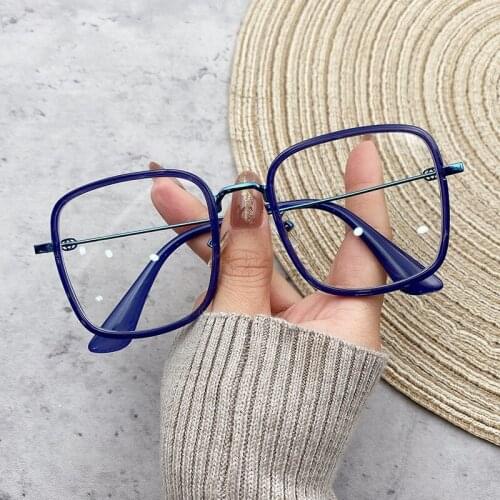 1PCs 2021 Trends Office Anti Blue Light Oversized Glasses Computer Women Blue Blocking Gaming Big Size Men Eyeglasses Frame
