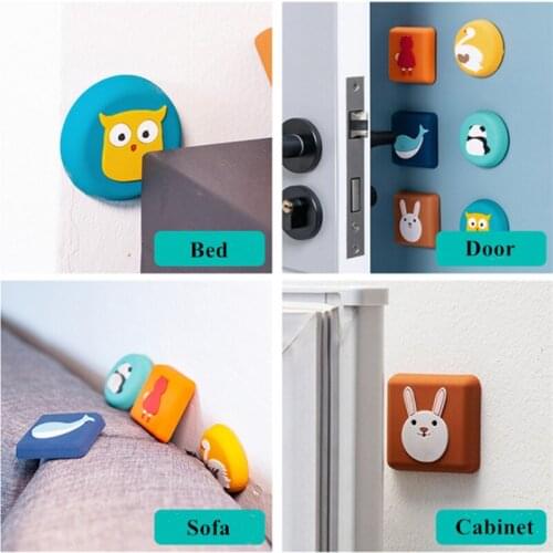 2PCS Cute Door Pads Self Adhesive Wall Protectors Anti-collision Crash Silent Door Handle Protective Pad PU Anti-slip Sticker