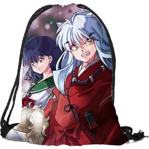 New Fashion Custom Backpacks Inuyasha Printed Drawstring Bags softback Women Girls School Backpack